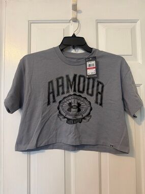 Under Armour Gray Cropped Logo Tee NEW